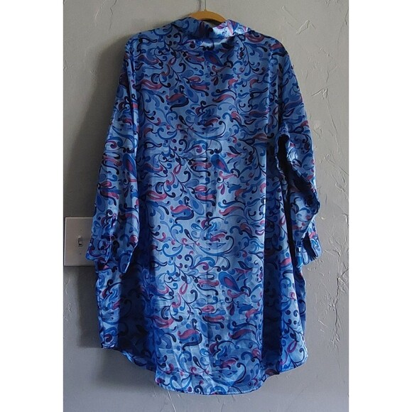 Sexy Sensual Cacique  Nightgown Women 18/20 Blue/floral Button Down Chemise. - Picture 9 of 11